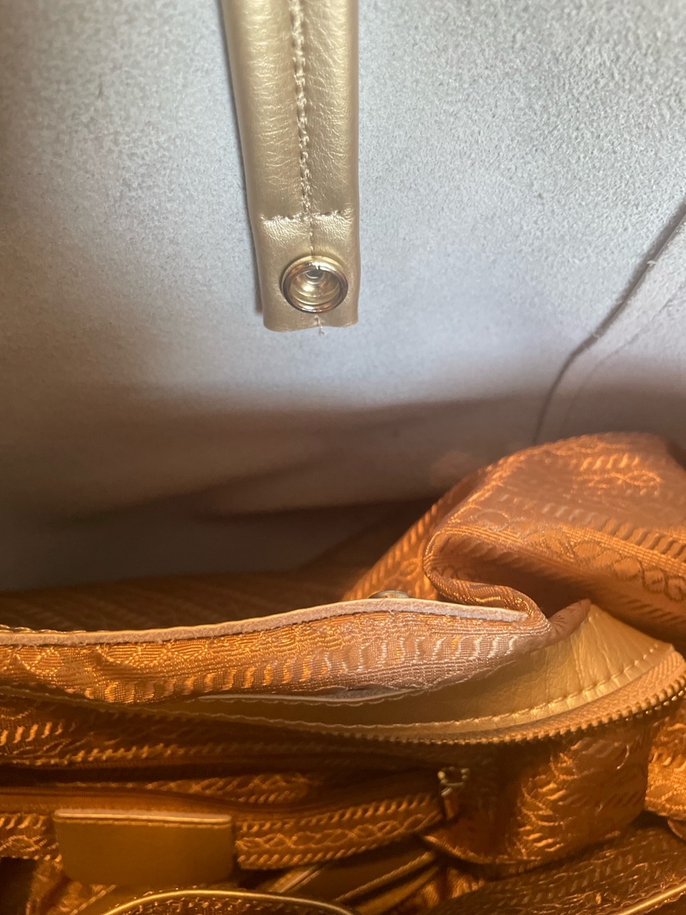 Gold Metallic Leather Tote Bag - Picture 5 of 11